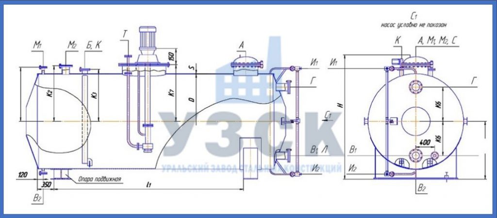 Чертеж емкости ГКК в Батайске
